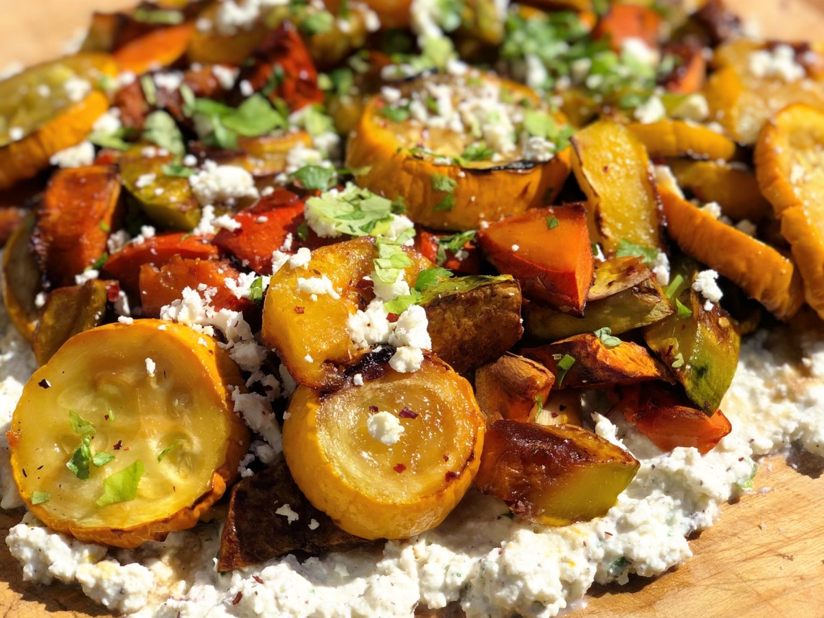 Courges rôties, miel et&nbsp;feta